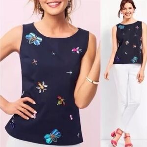 RSVP Talbots‎ Sequined Insect Sleeveless Tank Top Navy blue size 12 petite